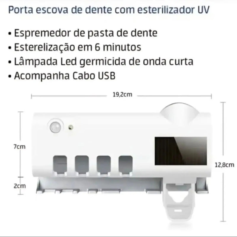 Suporte Para Escova De Dentes Esterilizador Com Luz UV Antibacteriano