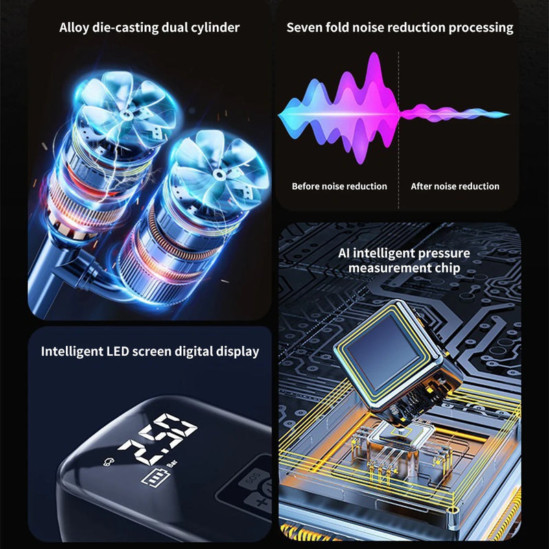 Digital carro ar compressor, pneu bomba de inflação