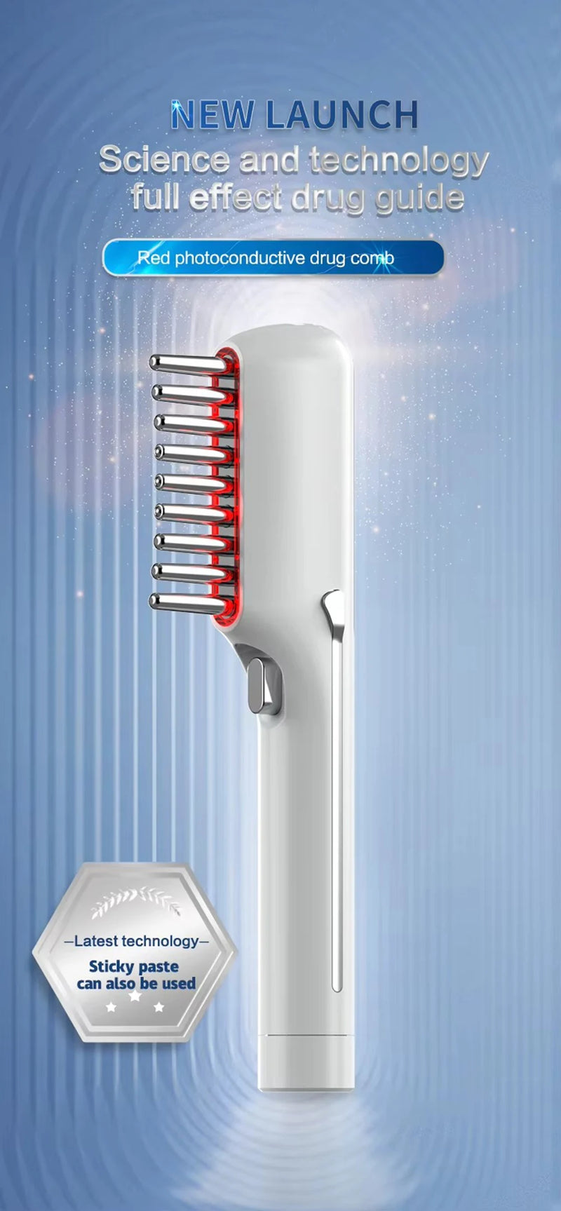 LED Red Light Therapy Massagem Elétrica Pente, aplicador de crescimento do cabelo